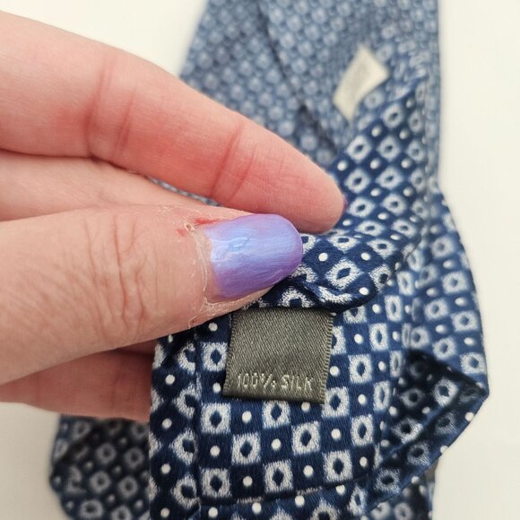 Daniel Cremieux Blue Geometric Pattern Silk Men Daniel Cremieux Signature Collection Blue Geometric LE Pattern 62\